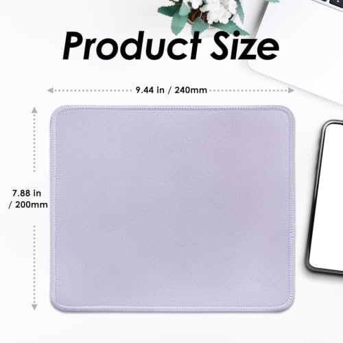 Image of FROGIGO Mouse Pad with Stitched Edges - Solid Color Mousepad for Women, 9.25 x 7.75 inch Washable Square Desk Pad, Non-Slip Rubber Base, Office Home Laptop Accessories - Lilac Purple