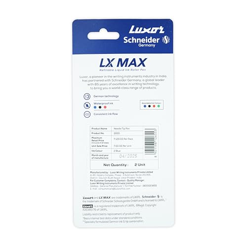 Bolígrafo roller Luxor Schneider LX-MAX pack 2 azul miniatura 6
