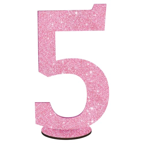 TONIFUL 11.8 Inch Pink Glitter Number Table Centerpieces Pink Digital 5