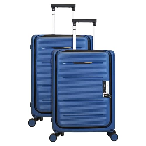 Image of Kuber Industries Luggage Bag | Trolley Bags for Travel | Collapsible Luggage Bag | Travelling Bag | Trolley Bags for Suitcase | Lightweight Luggage Bag | 20 Inch | Pack of 2 | Navy Blue