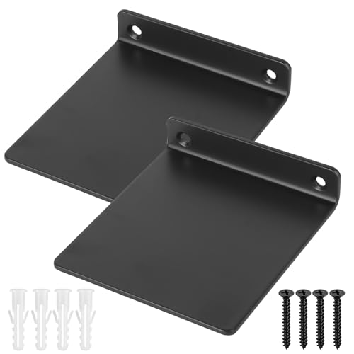 IYEREER 2 Pcs Estanteria Pared Negro Pequeños, Mini Estantes de Pareds, Baldas Flotantes Pared Metálica, Estantes Flotantes, Baldas Pareds, Estanteria para Dormitorio Cocina Baño, 11 x 10 x 2,2 cm