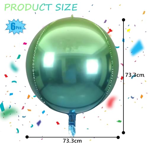 Image of Round 4D Green Mylar Balloons - 22 Inch, 6 Pack | Metallic Green Balloons for Halloween Decorations