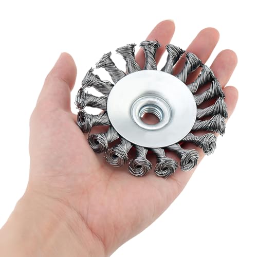 Image of ChgImposs Wire Wheel 8 Pack 4 Inch Angle Grinder Wire Brush with 5 /8 Inch Threaded Arbor Suitable for 4 1 /2 Angle Grinder， Coarse Crimped Twisted Knotted Cup Brush for Rust and Paint Removal