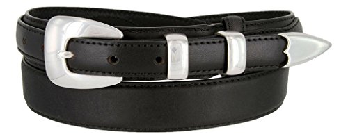 Silver Buckle Set Oil-Tanned Genuine Leather Western Ranger Belt for Women
