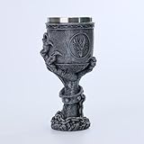 JIUMOZHI Dragon Claw Goblet Creative Hand-painted Drinking Cup Gothic Wine Glass Stainless Steel Liner Capacity 6.76 OZ (Black)