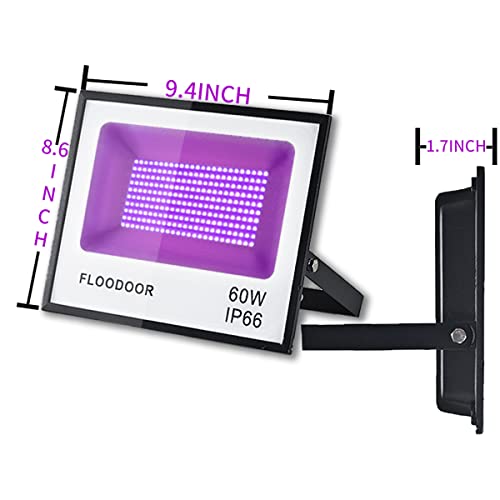 Floodoor 3 Pack 60W Black Light, Black Lights For Glow Party, Ip66 Waterproof Black Flood Light With Plug For Black Light Party, Halloween Lights, Body Paint, Black Light Poster #TOP1