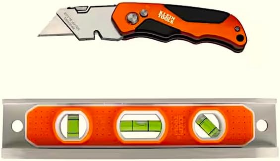 Juego de herramientas de cuchillo utilitario plegable y nivel de torpedo de aluminio de 9 pulgadas