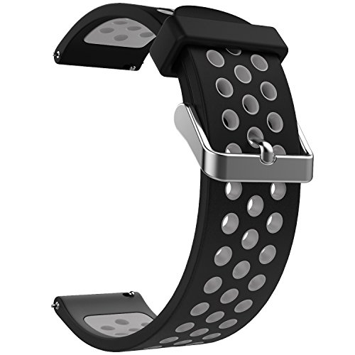 Garmin Venu SQ バンド Emibele 20mm 腕時計バンド シリコン製 交換用ベルト ForeAthlete 55 / ForeAthlete 245/245M / ForeAthlete 645/645M / vivoactive3/3M / vivomove/vivomove 3/HR/Approach S40 耐久 通用バンド 135-190mm BlackGray