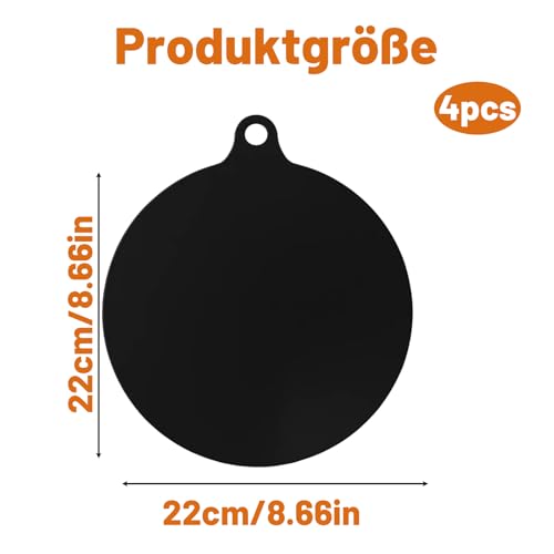 Induktionsmatte, 4 Stück 0,4mm Silikon Schutzmatte Für Induktionskochfelder, Nicht Rutschig Und Kratzfest, 22cm Durchmesser, Schwarz, Ideal Für Mikrowelle Und Kühlschrank