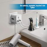 JSVER 6 w 1 Listwa Zasilająca USB z Przełącznikiem, Listwa Przedłużająca z Zabezpieczeniem Przeciwprzepięciowym (1 gniazdo Schuko, 2 gniazda europejskie) z 3 ładowarkami USB do Domu i Biura,Biały