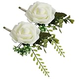 BATHVEVE 2個婚礼用仿真花胸花 対 色 ウェディングフォト用小道具 ダンス パーティー 特別な日の装飾に