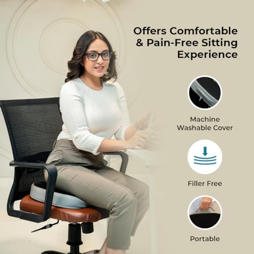Image of WELLGIVER Orthopaedic Gel Foam Donut Pro Ring Pillow Coccyx Seat Cushion Piles Haemorrhoid Tailbone Pain Fistula Prostate Post Natal Pain Relief | 18 x 14 x 3 Inch | Premium Air Mesh Removable Cover
