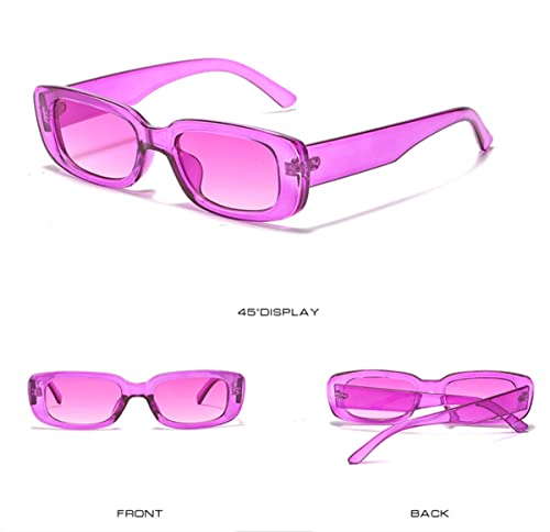 Image of IKANOO Retro Rectangle Sunglasses for Women Men Small Square Frame Trendy Y2K 90's Black Sunglasses