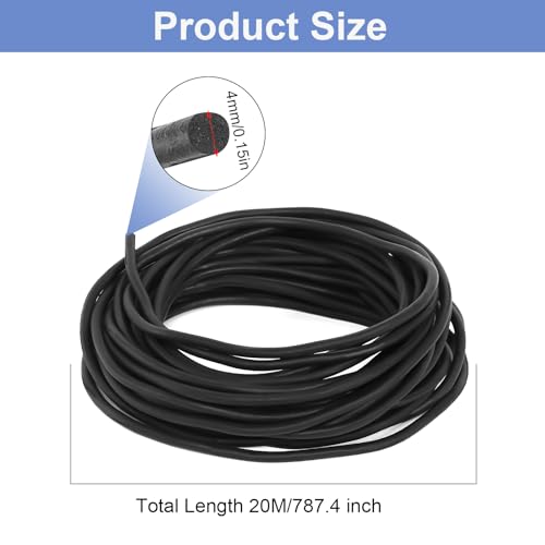 prota 20 Meter Fugen Dichtschnur EPDM Fugenfüllprofil, Ø 4mm Dichtung Schaum Rundschnur, Schwarz Fugendichtschnur Runde Dichtschnur für Fugen Türen Fenstern Decken Wänden