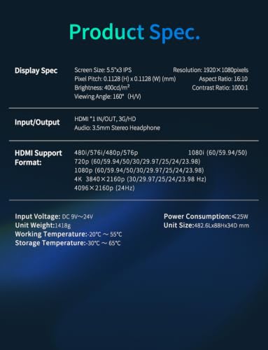 Image of FEELWORLD T51 Plus-H Triple 5.5 Inch 2RU Broadcast Rack Mount Monitor LCD 1920x1080 HDMI AV Input and Output
