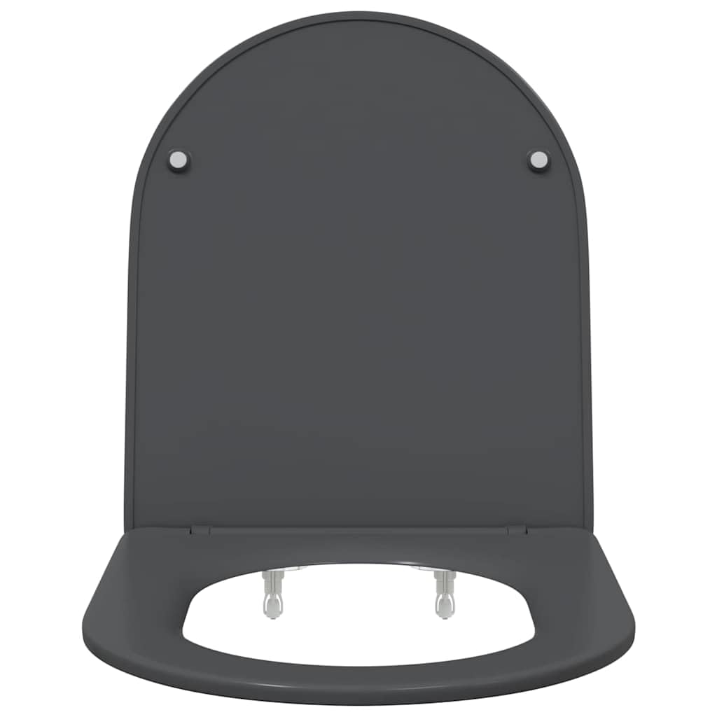 Asiento de inodoro antracita 47 x 36 x 3,4 cm de Duroplast para inodoro con descenso automático, bisagra y montaje para baño y apartamento