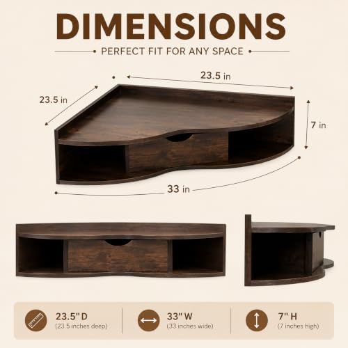 Image of Basicwise Wall Mounted Folding Desk with Drawer and Two Shelves