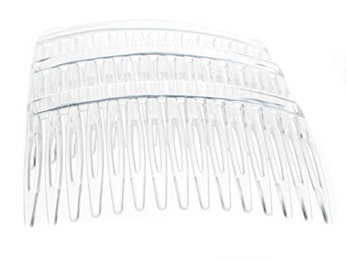 4 Pack of 7cm Clear Plain French Side Hair Combs Slides Grips Clips Hair Accessories for Women Girls by Glitz4Girlz