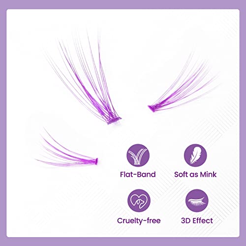 Lankiz Diy Lash Extensions, 20D Purple Colored Individual Lashes, Flat-Band Cluster Lashes For Eyelash Extensions, 0.07 Mm 8-14Mm Mix Faux Mink False Eyelashes For Home & Salon Use #TOP2