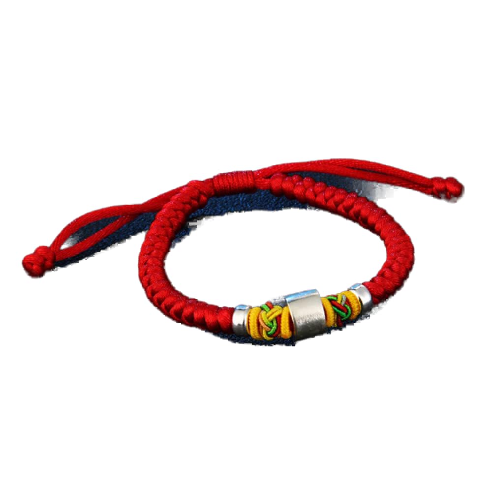 Bvfra Women's As Picture Sterling Silver Bracelet,Red Rope Woven Bracelet With S925 Silver Cylinder Adjustable Friendship Bracelets Tibetan Lucky Jewelry Gift For Girl Boy Daughter