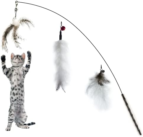 FUPUSUN Cat Feather Toys, Interactive Toys, Durable Cat Wand, Feather Bird Toy for Indoor Cats and Kitten