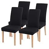 Ryoizen Fundas de Sillas Comedor Elásticas,Pack de 4 Moderna Cubierta de Silla Universal para Comedor Bouquet Hotel Cocina Restaurante Hogar Decor,Fundas Prototctora para Sillas(Negro,4 Piezas)