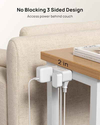 Image of TROND Compact Desk Clamp Power Strip 15 ft, Fit 2.16 inch Tabletop Edge, White