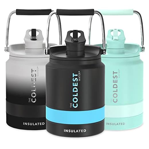 The Coldest Water Half Gallon Water Bottle Vacuum Insulated Stainless Steel 1/2 Gallon 64 oz Jug with Flip Top Lid 2.0 (Matte Black)