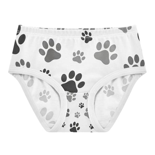 Dog Paw Prints White Kids Underwear, Toddler Briefs, Girls Cotton Underwear, 2–8 Years