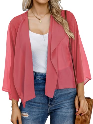 Image of Womens Summer Tops Short Shrugs Kimono Cardigans Casual Chiffon Bolero Jackets 2026