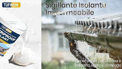 Sigillante Impermeabile Liquido 5KG, Tufinein Rivestimento Impermeabile Trasparente Impermeabilizzante Trasparente Guarnizione Di Perdite, Interno Ed Esterno Colla Impermeabile - 8