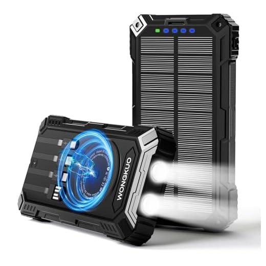 WONGKUO Matte Black Solar Portable Power Bank