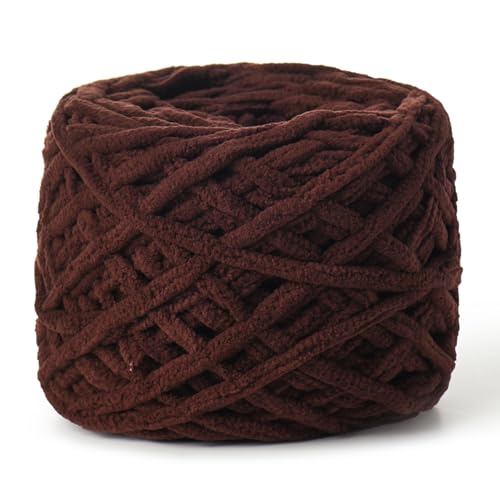 Image of Fluffy Chenille Chunky Yarn for Crocheting 100g(65.6yd) - Baby Yarn for Crocheting Soft - Velvet Yarns for Crochet Blanket - Amigurumi Crochet Yarns(Coffee