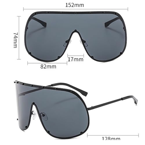 bullabulling Oversized Ladies Sunglasses Fashion Vintage Goggles Eyewear for Men Big Frame Rivet Sun Glasses UV400 6