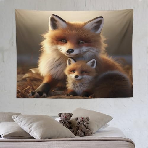 Impression 3D tapisserie murale renard en tissu suspendu pour décoration de maison