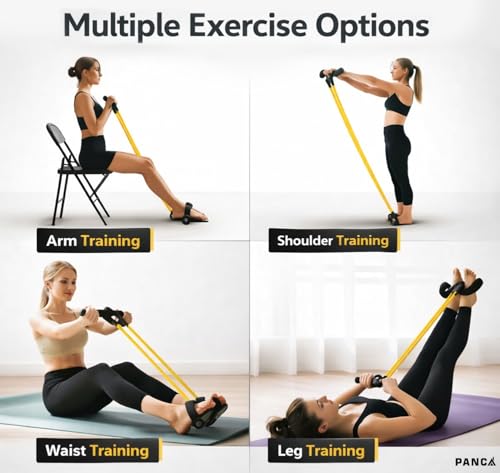 Image of PANCA Pull Reducer Training Bands Resistance Pedal Exerciser | 4 Tube Body Puller for Home Workout, Yoga & Crossfit | Arm, Leg, Tummy & Full Body Exercise Equipment for Men & Women