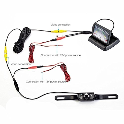 4.3" Foldable Car TFT LCD Monitor with 7 LED Night Vision Reverse Rear View Backup Camera Parking System Set (4.3 inch foldable)