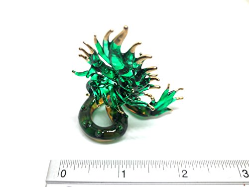 Handmade Naka (Thai Lucky Dragon) With Curled Up Action Blown Glass Art Fairy Tale Animal Collectible Figurines Figures Ornament Miniature Cool Stuff Teacher Gift Ideas For Birthday - Model 2018 #TOP5