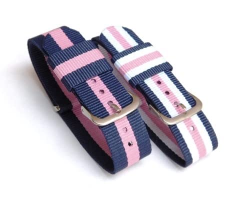 Stech 20mm Nylon Nato Strap For Watch Set of Two (Blue/White/Pink & Blue/Pink) (B07CRJJVHJ) Amazon Price History, Amazon Price Tracker
