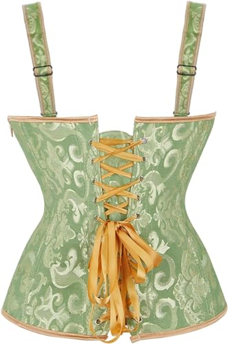 Image of Women's Lace up Gothic Jacquard Shoulder Straps Tank Overbust Shaper Corset Bustiers Top