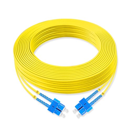 Image of Lebrudos 1Pcs 20 Meter Fiber Optic Patch Cord SC UPC to SC UPC, Duplex Single Mode Fiber Cable Jumper OS2 G652D 9/125μm, 1310nm/1550nm LSZH 3.0mm