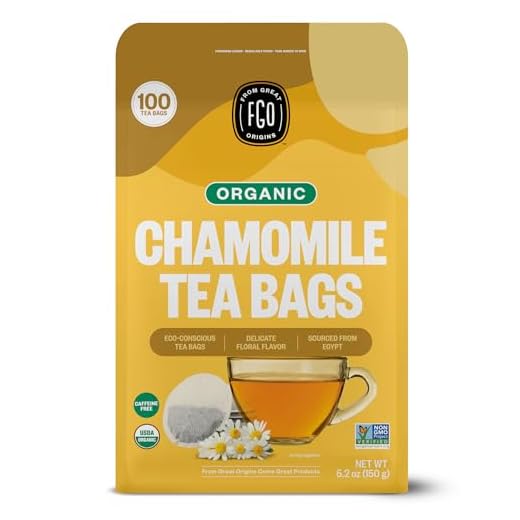 FGO Organic Chamomile Tea, 100 Count, Eco-Conscious Tea Bags, Resealable Bag, Packaging May Vary (Pack of 1)