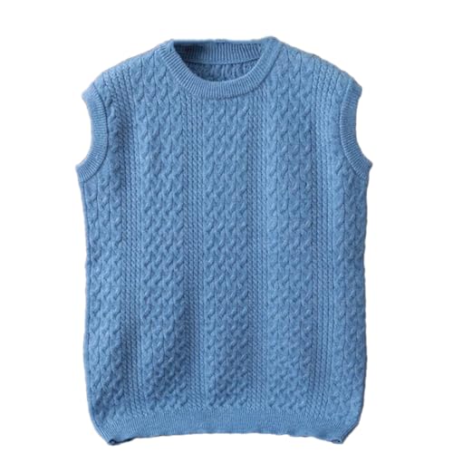 Men's Wool Pullover Sweater Vest Solid Color Knitted Crewneck Outwear Tops Waistcoat