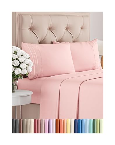 King Size 4 Piece Sheet Set - Comfy Breathable & Cooling Bed Sheets Set - Hotel Luxury Bedding for Women, Men, Kids, Teens, Boys & Girls - Deep Pockets, Ultra-Soft, Wrinkle Free - Oeko-Tex - Baby Pink
