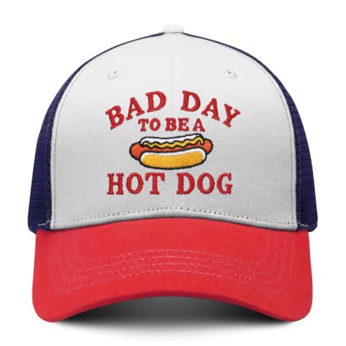 Its A Bad Day to Be A Hotdog Trucker Hat Funny BBQ Embroidered Baseball Cap for Men Women