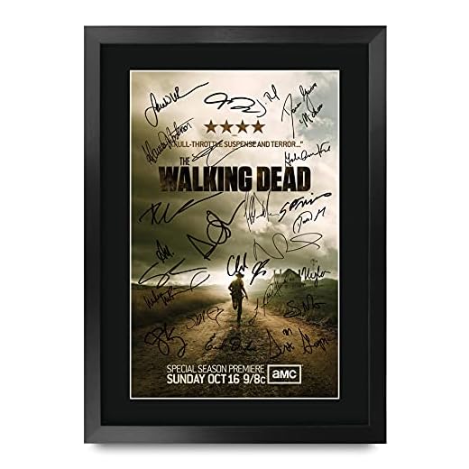 HWC Trading The Walking Dead A3 Enmarcado Regalo De Visualización De Fotos De Impresión De Imagen Impresa Autógrafo Firmado por Ventiladores De Programa De TV
