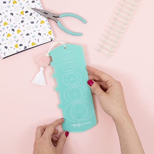 Craftelier - Schablone für Ring- und Spiralbindung | Nützliche und einfach zu verwendende Anleitung für professionelle Bindungen | Farbe Türkis - Größe ca. 20,5 x 8 cm