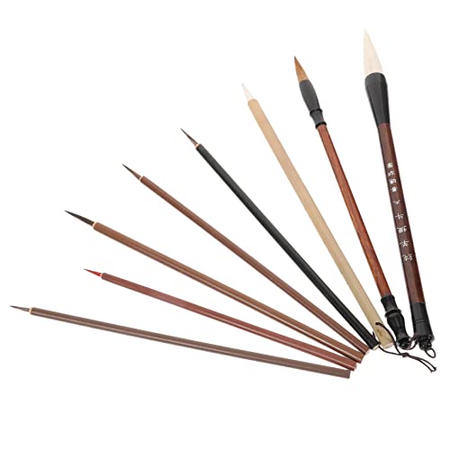 EXAOMBLE Chinesischer Kalligraphiepinsel Satz für Anfänger Professioneller Kalligrafie Pinsel Tintenpinsel mit Holzgriff für Aquarellmalerei und Zeichnungen Kunstbedarf