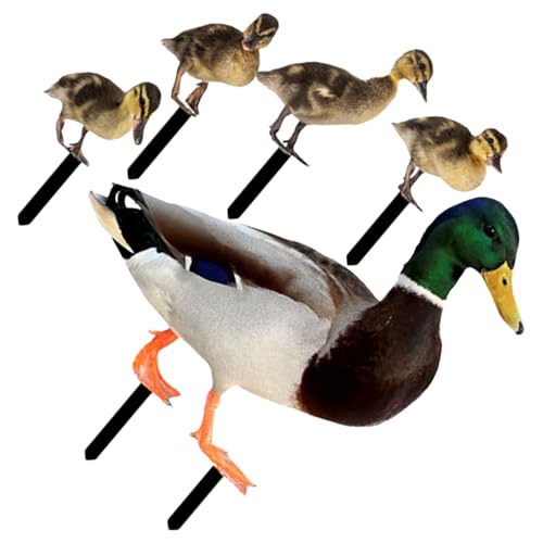 Lurrose Piquets de Jardin Acrylique Canard Décoratif Maman Canard Canetons Ornement Extérieur pour Pelouse Jardin et Cour