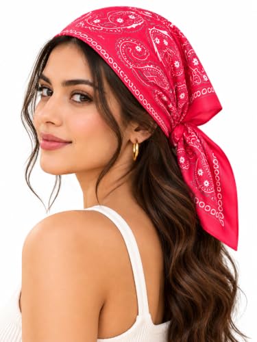 Image of Ravaiyaa - Attitude is everything Women Printed Silk Bandana 21 x 21 Inch Square Headband & Hair Wrap, Soft & Versatile | Fashion Neck Wrap